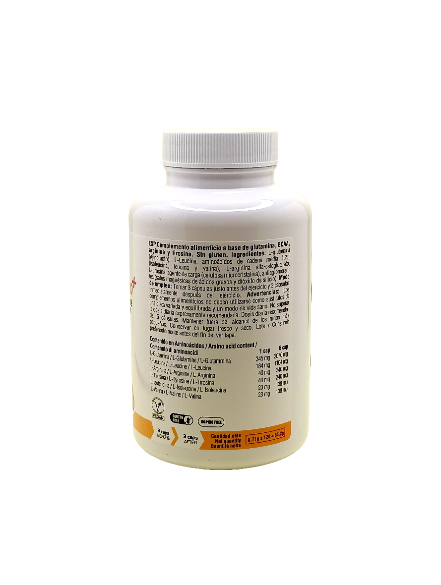 6.4 AMINO+ GLUTAMINA + BCAA + L-ARGININA + L-TIROSINA - 120 CÁPSULAS - 226ERS