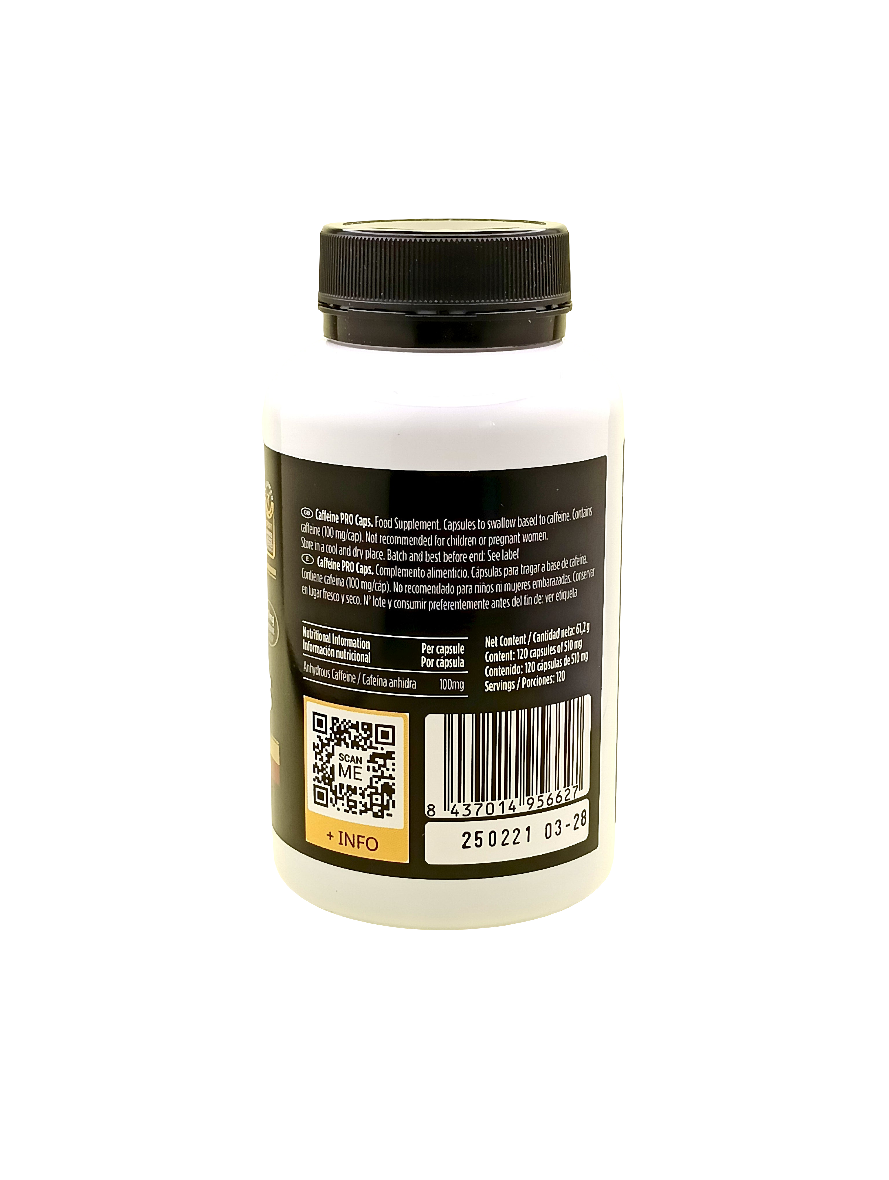 CÁPSULAS DE CAFEÍNA (CAFFEINE PRO CAPS 100MG) 120 caps - CROWN